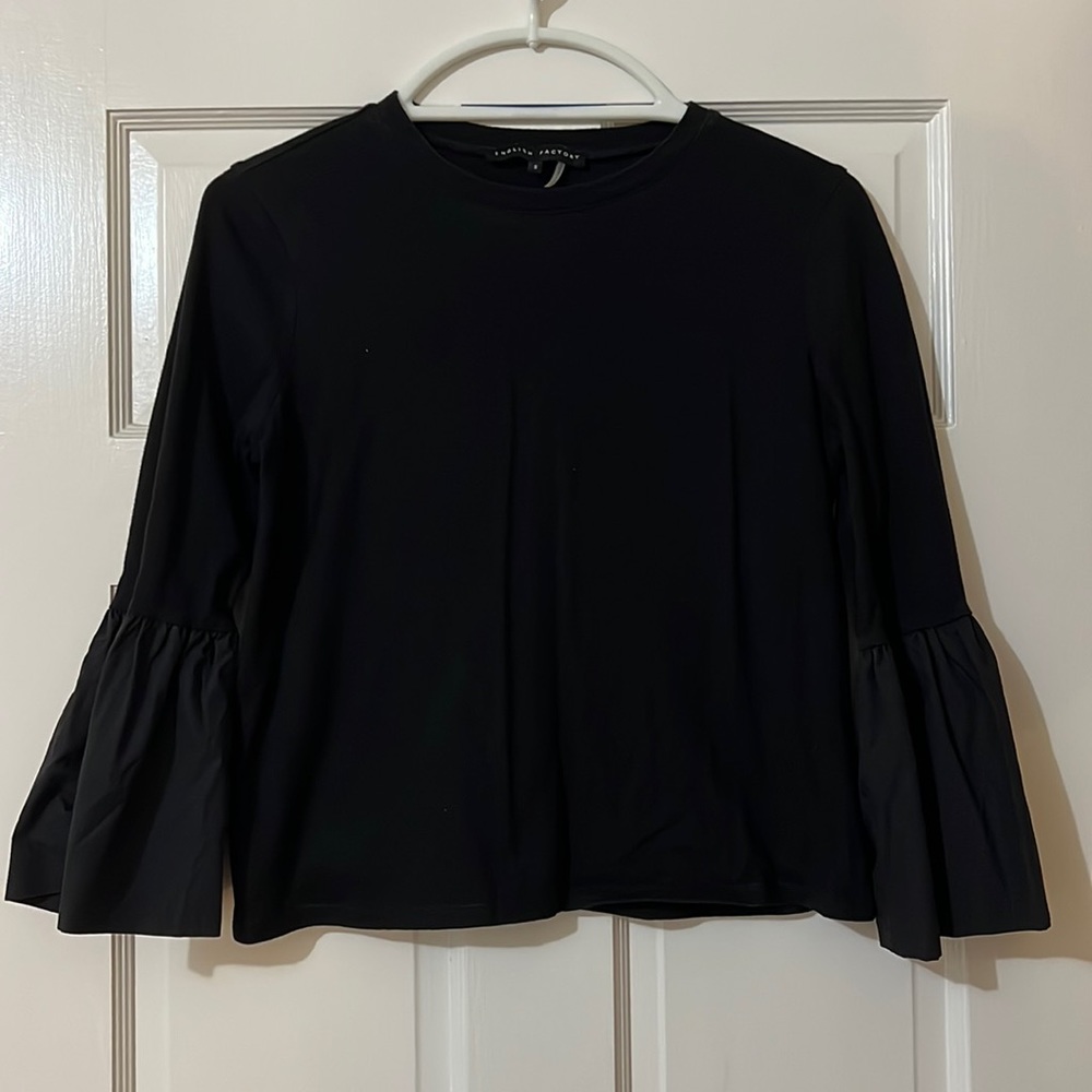 Black Tuckernuck English Factory Long Sleeve Top with Bell sleeves